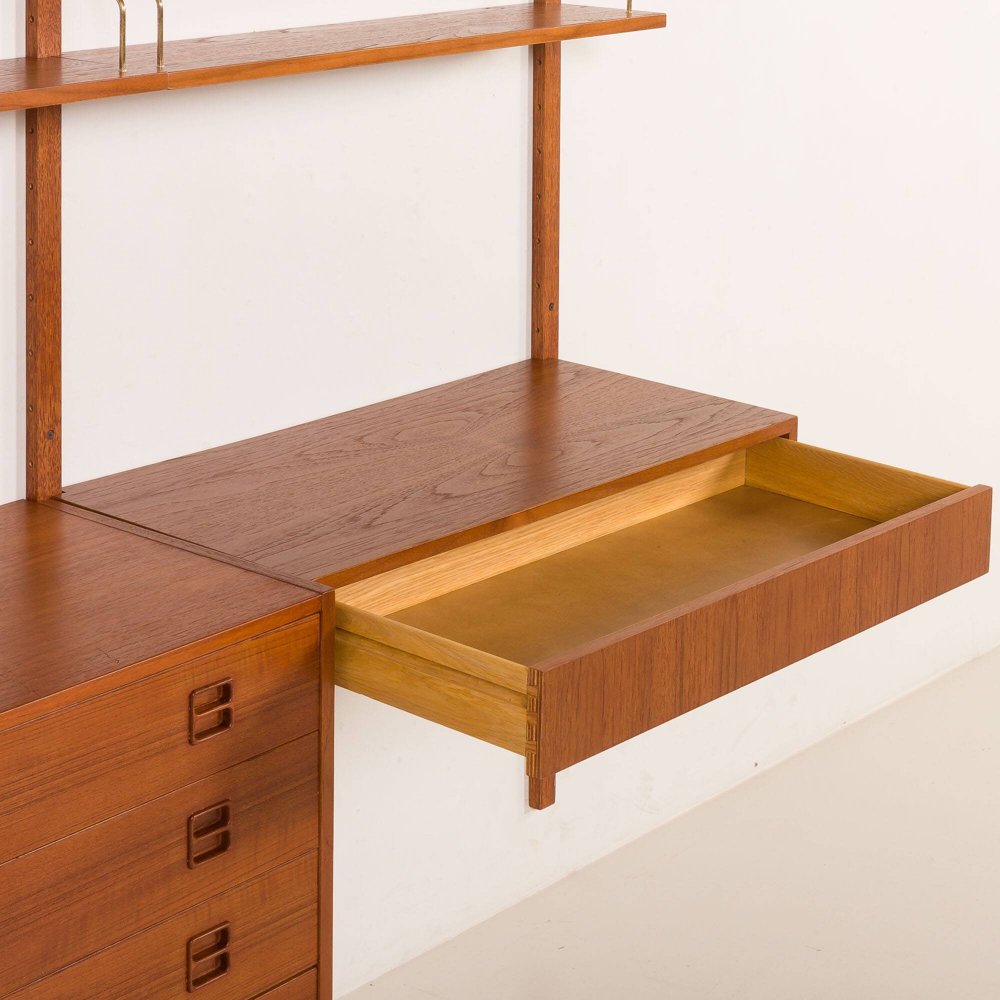 Danish vintage teak wall unit with a desk, 1960s