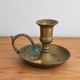 Antique patinated brass hand candlestick – Vintage rat of the cellar