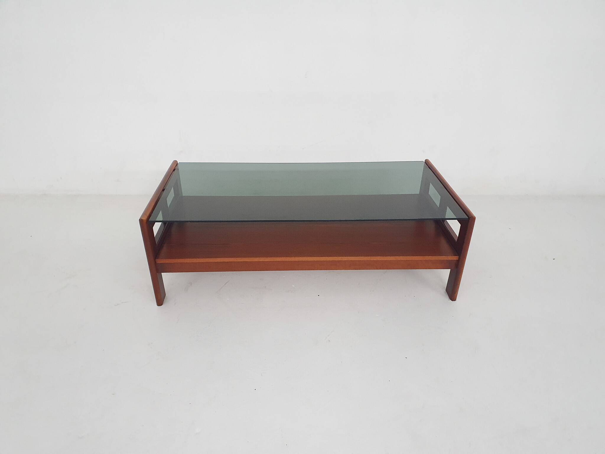 Mid-century coffee table with smoked glass, The Netherlands 1960's