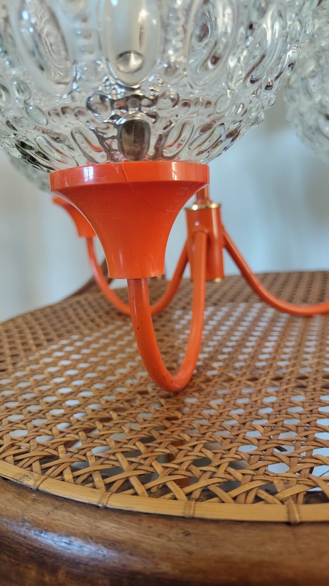 Suspension with 3 orange arms, mid-century, 1960s.