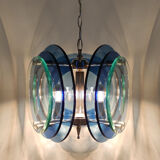 1970s gorgeous blue and green chandelier by veca. made in italy