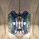 1970s gorgeous blue and green chandelier by veca. made in italy