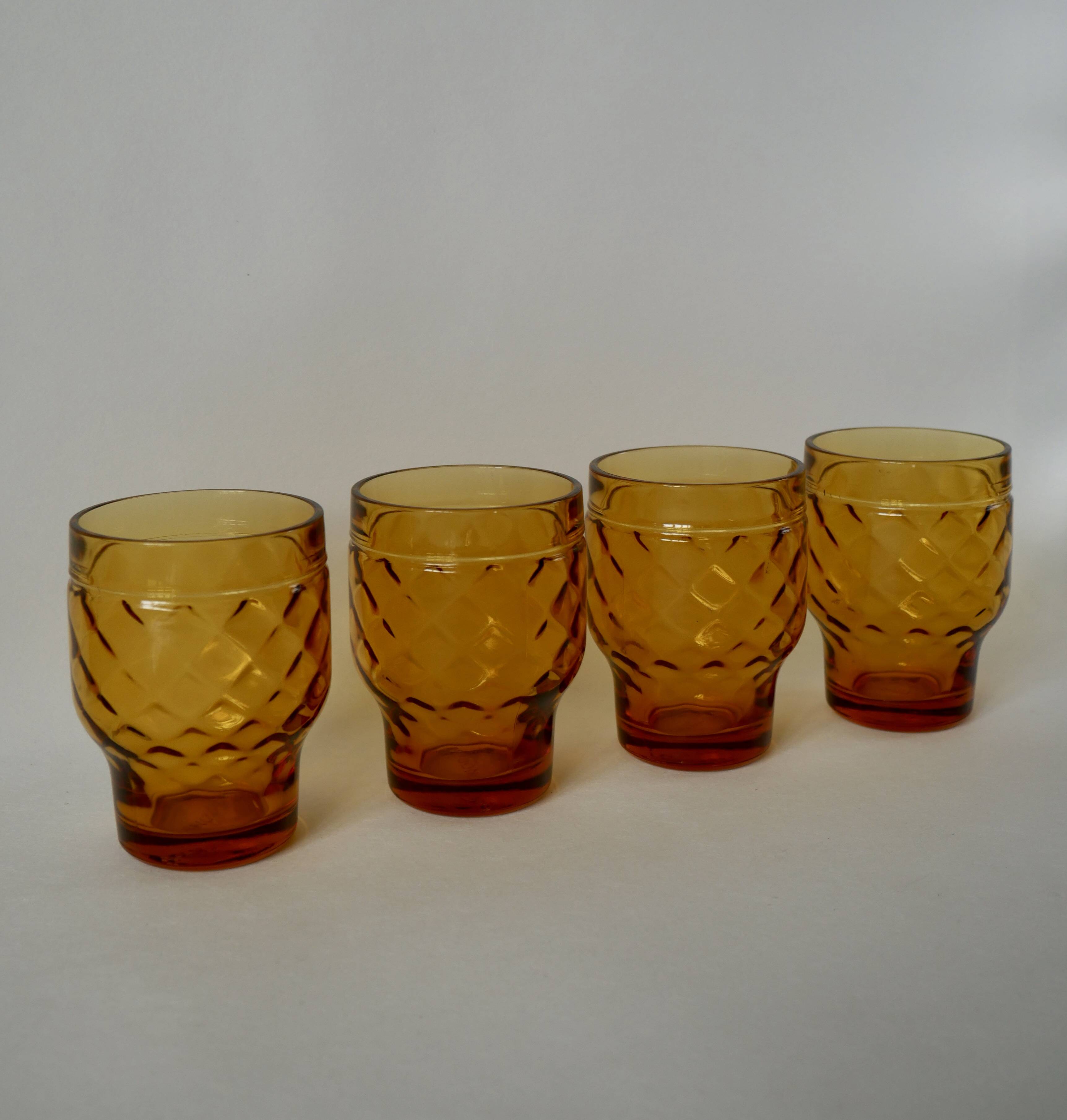 Lot de 4 verres ambrés Pernod années 70