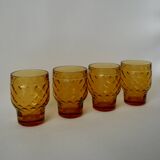 Set of 4 Pernod amber glasses from the 70s