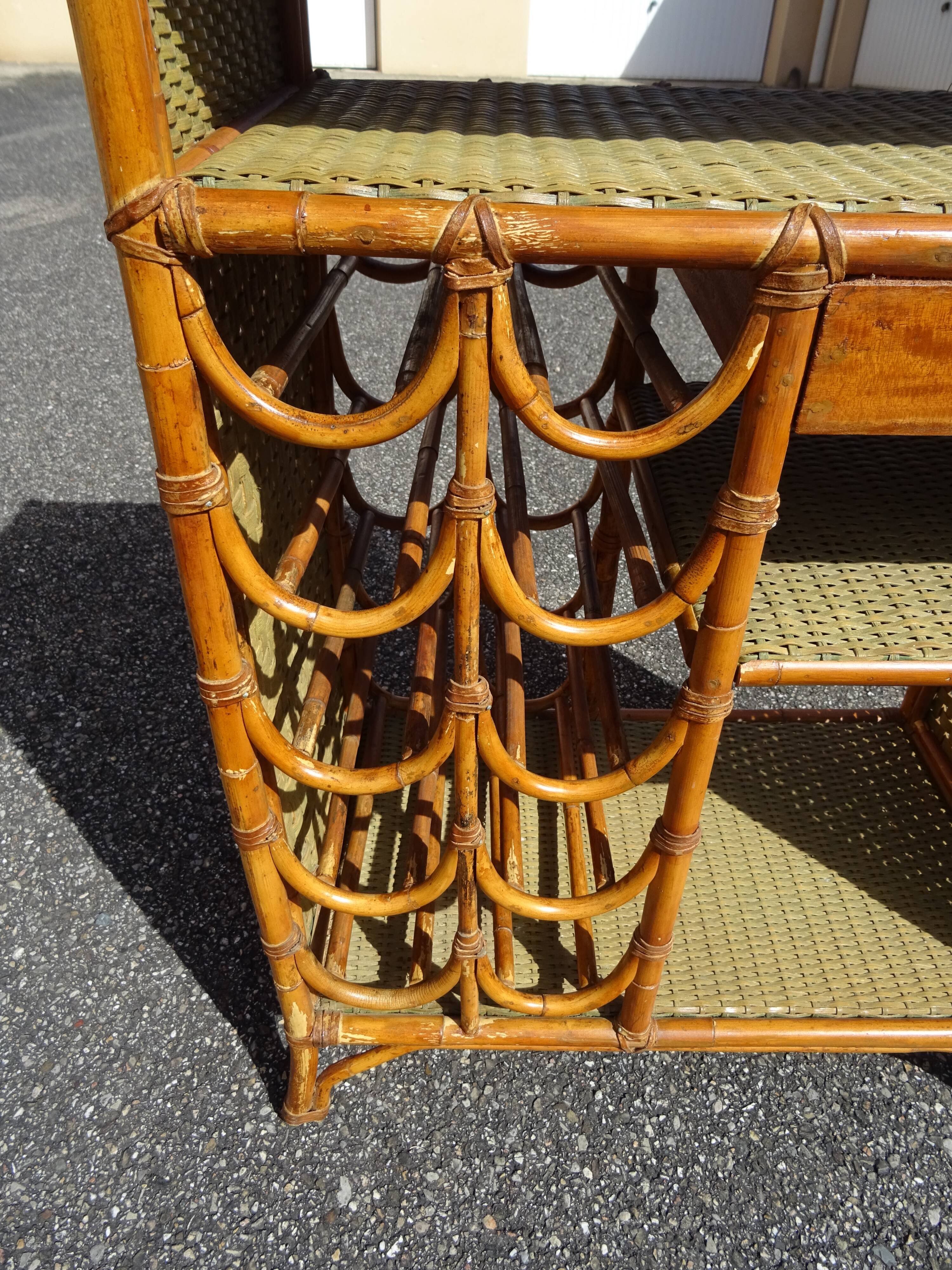 Vintage rattan bar cabinet from the 60s/70s