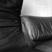 Maralunga black leather sofa 3 seater, Vico Magistretti for Cassina