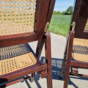 Lot de 2 chaises pliantes en bois et cannage