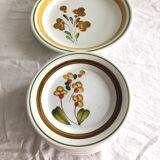 Un plat a tarte et 6 assiettes à dessert en gré Vintage made in Italie