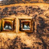 Two Swedish Vases, brutalist, stoneware and glazed collar, Curt Magnus Addin.