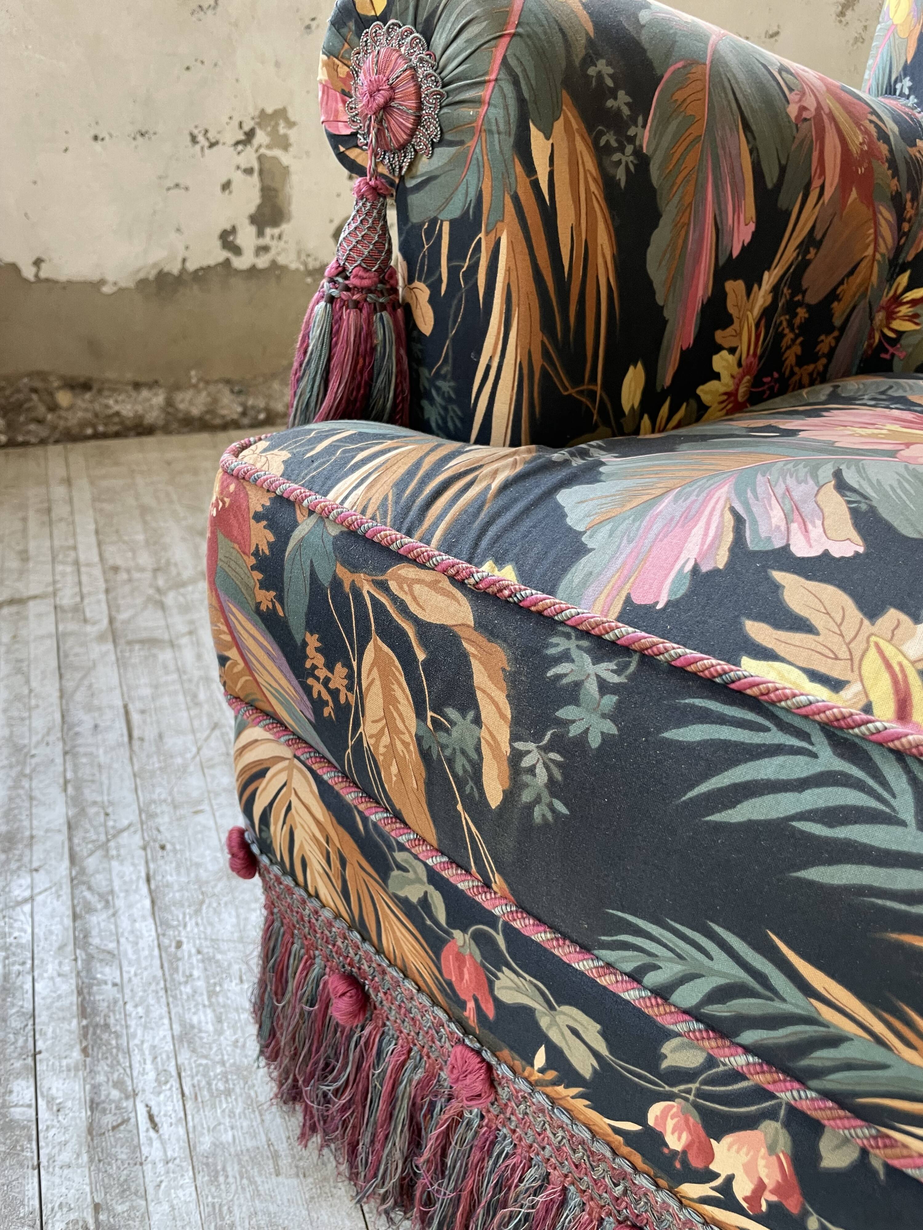 Jean Roche flowered armchair with armrests