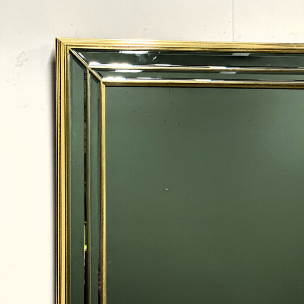 Grand miroir doré et biseauté Deknudt, Belgique, années 1980.