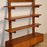 Vintage wall shelf unit in solid elm, 1970s