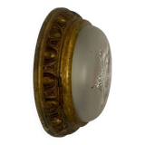 Vintage brass and sandblasted glass wall lamp, France 1940