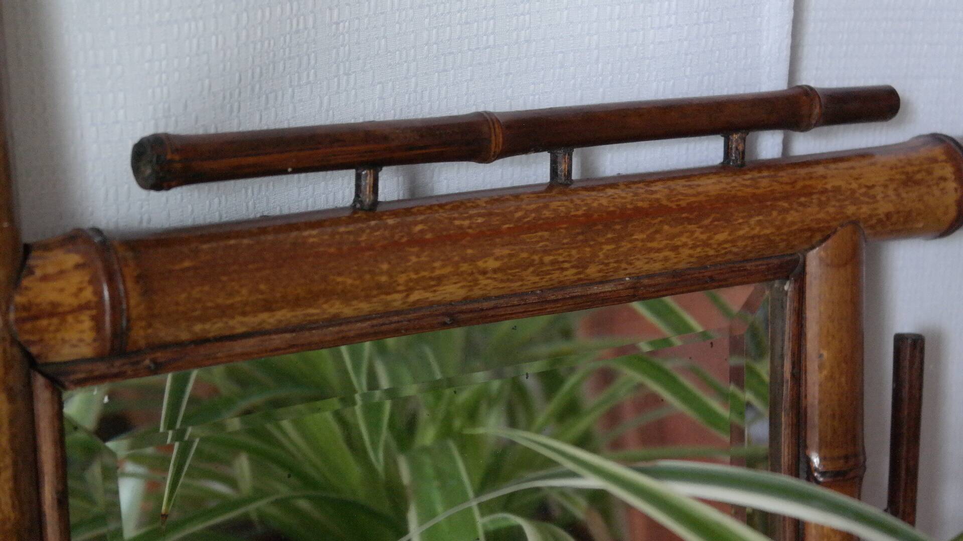 Vintage bamboo wall mirror 50's