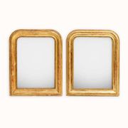 Ensemble de deux petits miroirs Louis-Philippe français dorés rouge du XIXe siècle