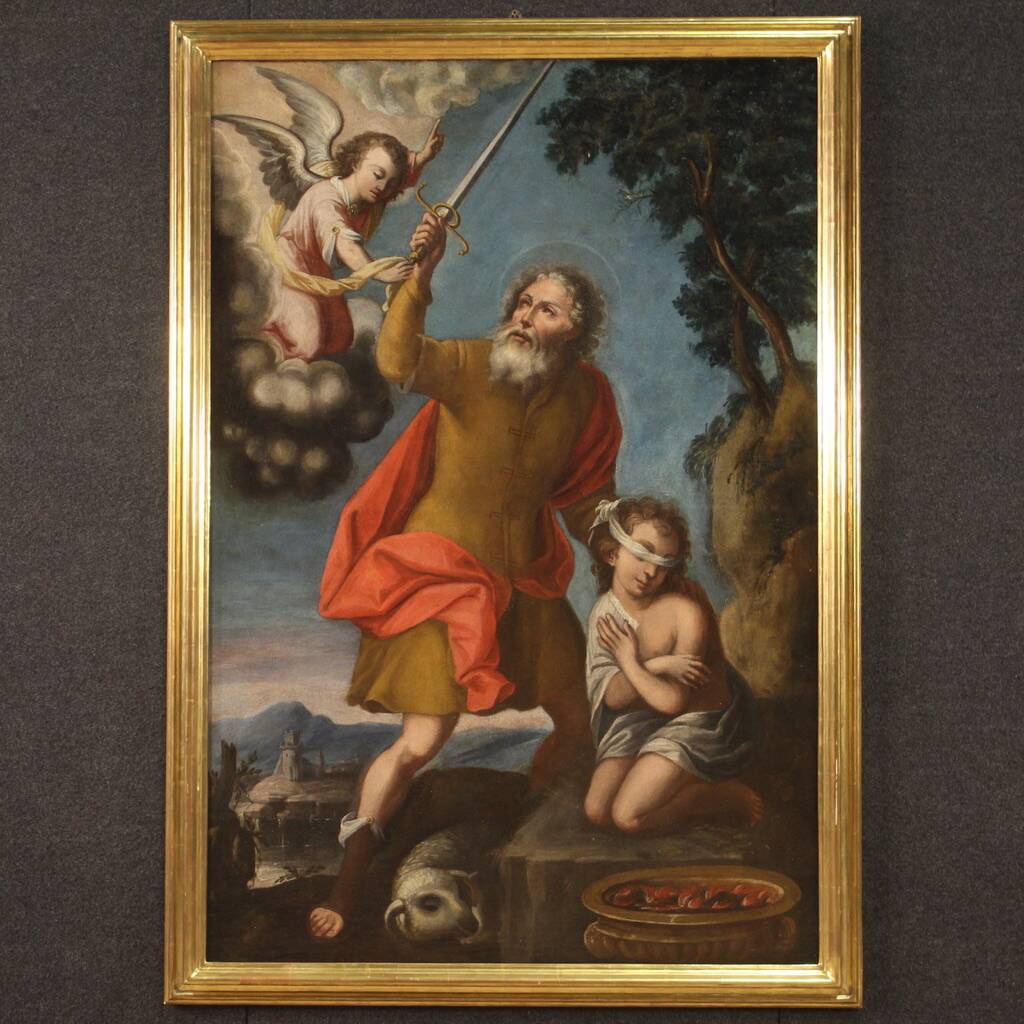 Religious painting from the 17th century, Sacrifice of Isaac