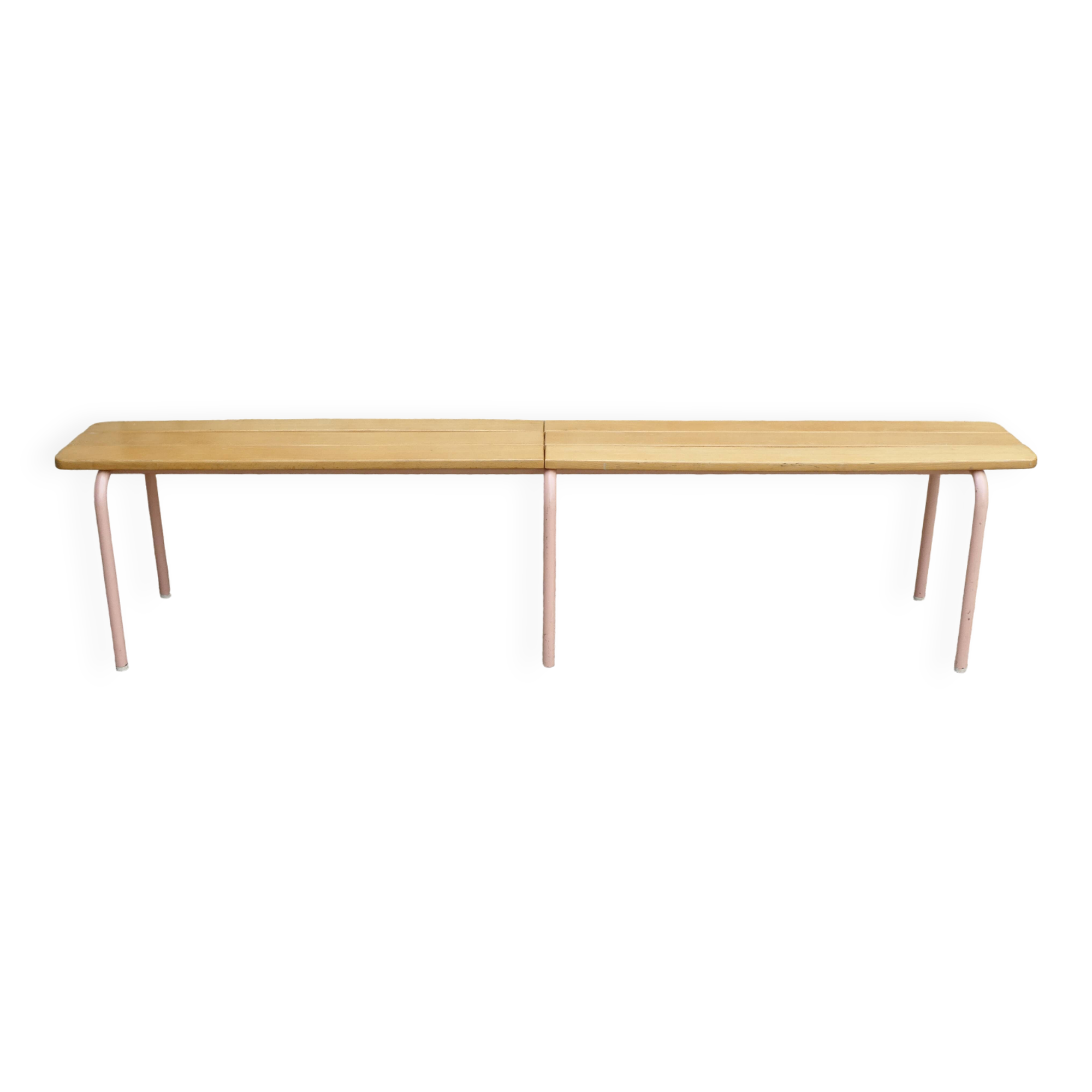 Wooden and metal school bench from the 80s