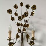 Wall lamp golden brass flowers style Hollywood Regency year 70