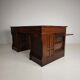 Antique oak writing desk by Stolzenberg – tambour roll top desk – c1880