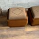 Ottomans Mid-Century Modern en marron et beige, années 1950, ensemble de 2