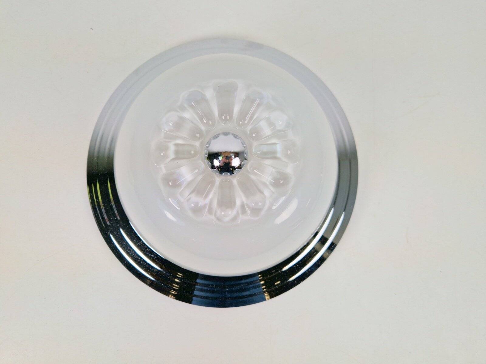 Plafonnier en verre art déco chromé, Italie, 1960