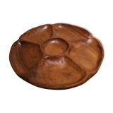 Plat rond en bois à six compartiments
