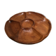 Round wooden dish with six compartments