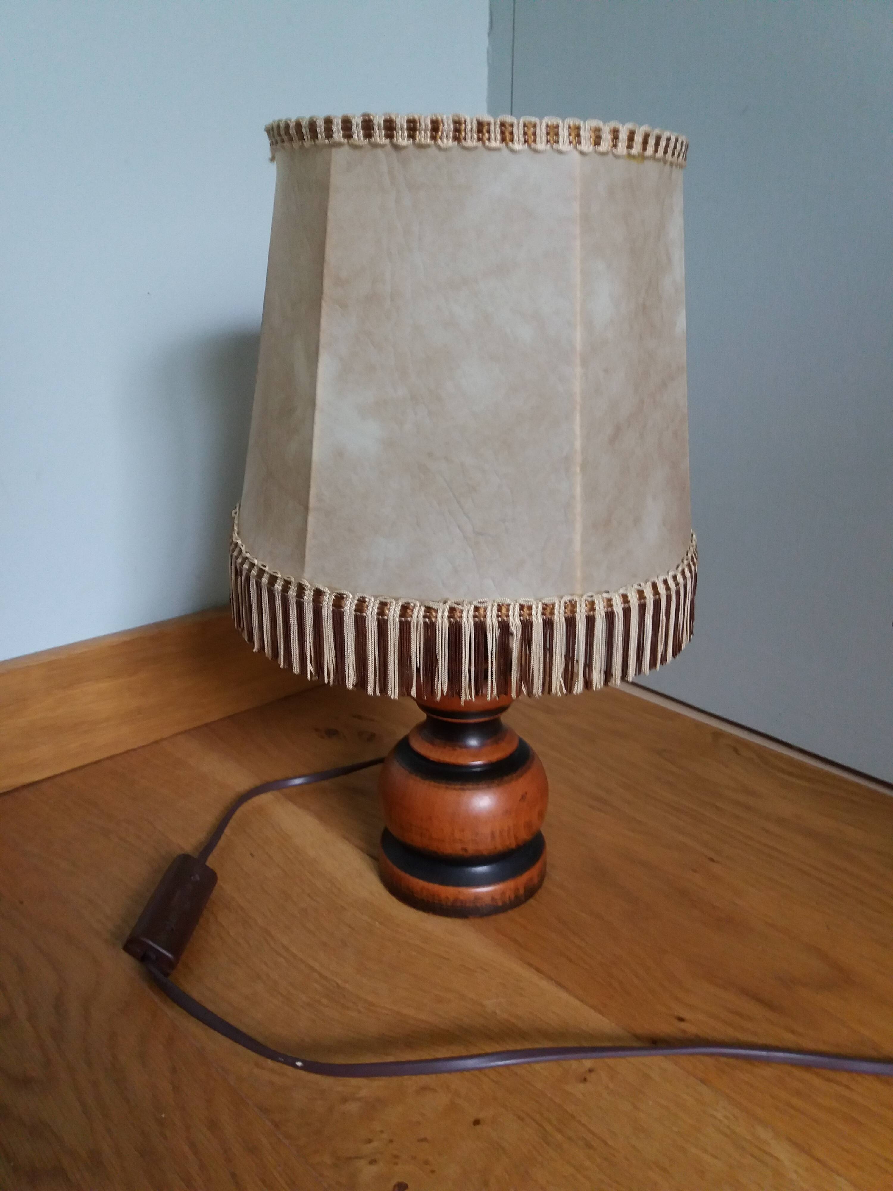 Turned wood lamp