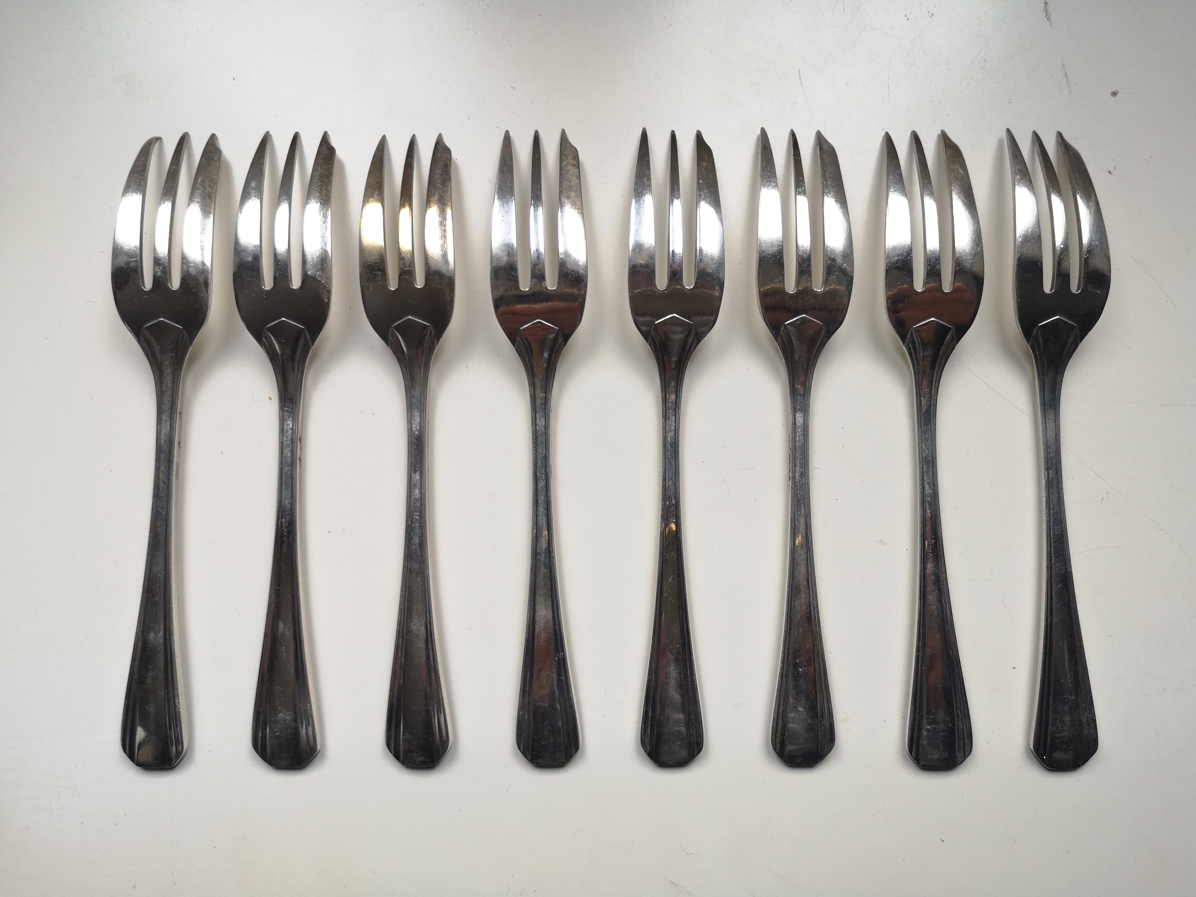 Old Christofle Model Boreal Art Deco by Luc Lanel 8 forks with desserts