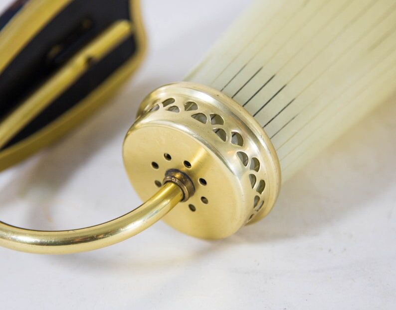 Brass wall lamp and glass with fine stripes mid-century