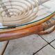 Table basse osier et verre vintage