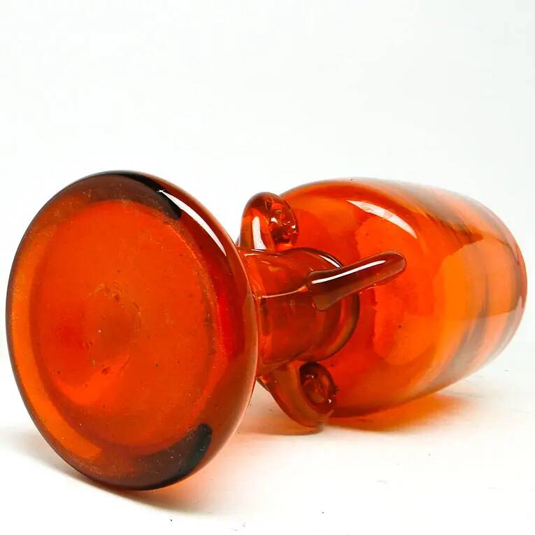 Modernism vase, orange glass, designed by J. Słuczan-Orkusz, Poland, 1970s