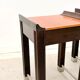 Pair of bedside tables in mahogany and stained oak, France 1980.