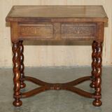 William & Mary antique marquetry drawer desk in Seaweed style.