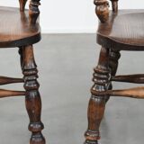Set of two antique English highback Windsor chairs from the 18th century