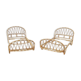 Old rattan bed pair