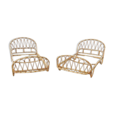 Old rattan bed pair