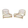 Old rattan bed pair