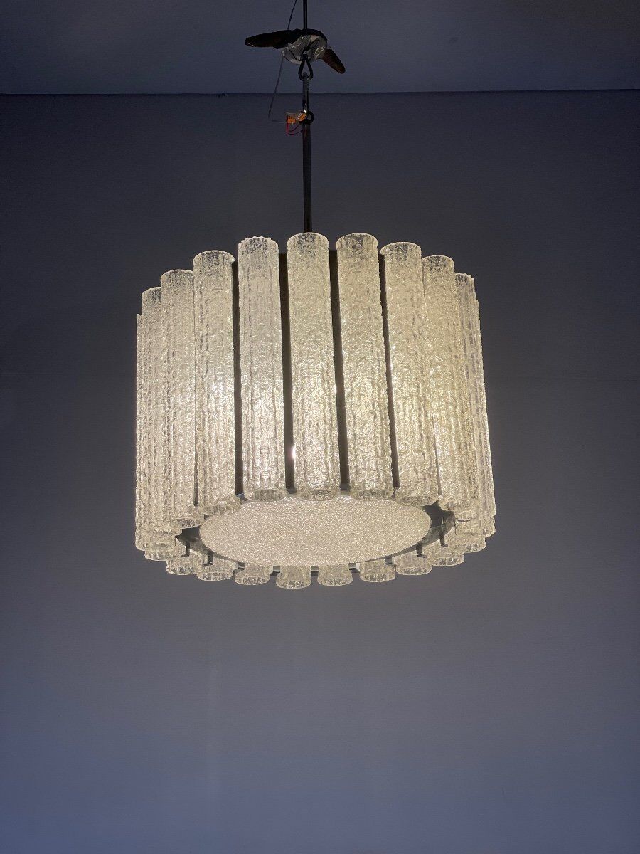Chandelier in murano glass and chrome italy circa 1970