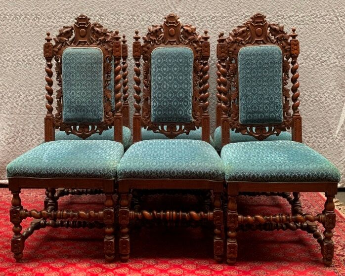 Set of 6 Louis XIII style chairs
