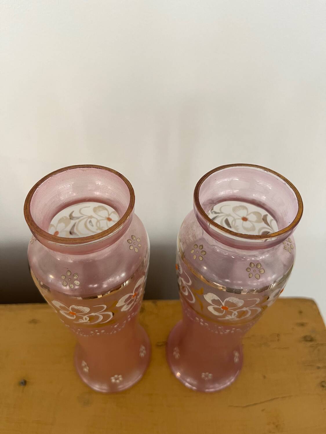 Pair of small Art Nouveau enameled vases, circa 1900