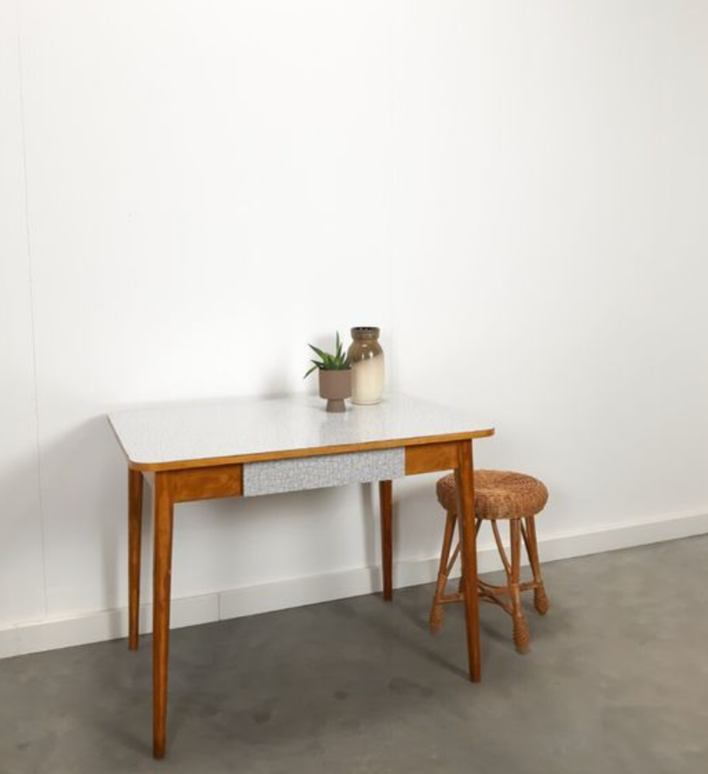 Vintage wooden dining table with formica top