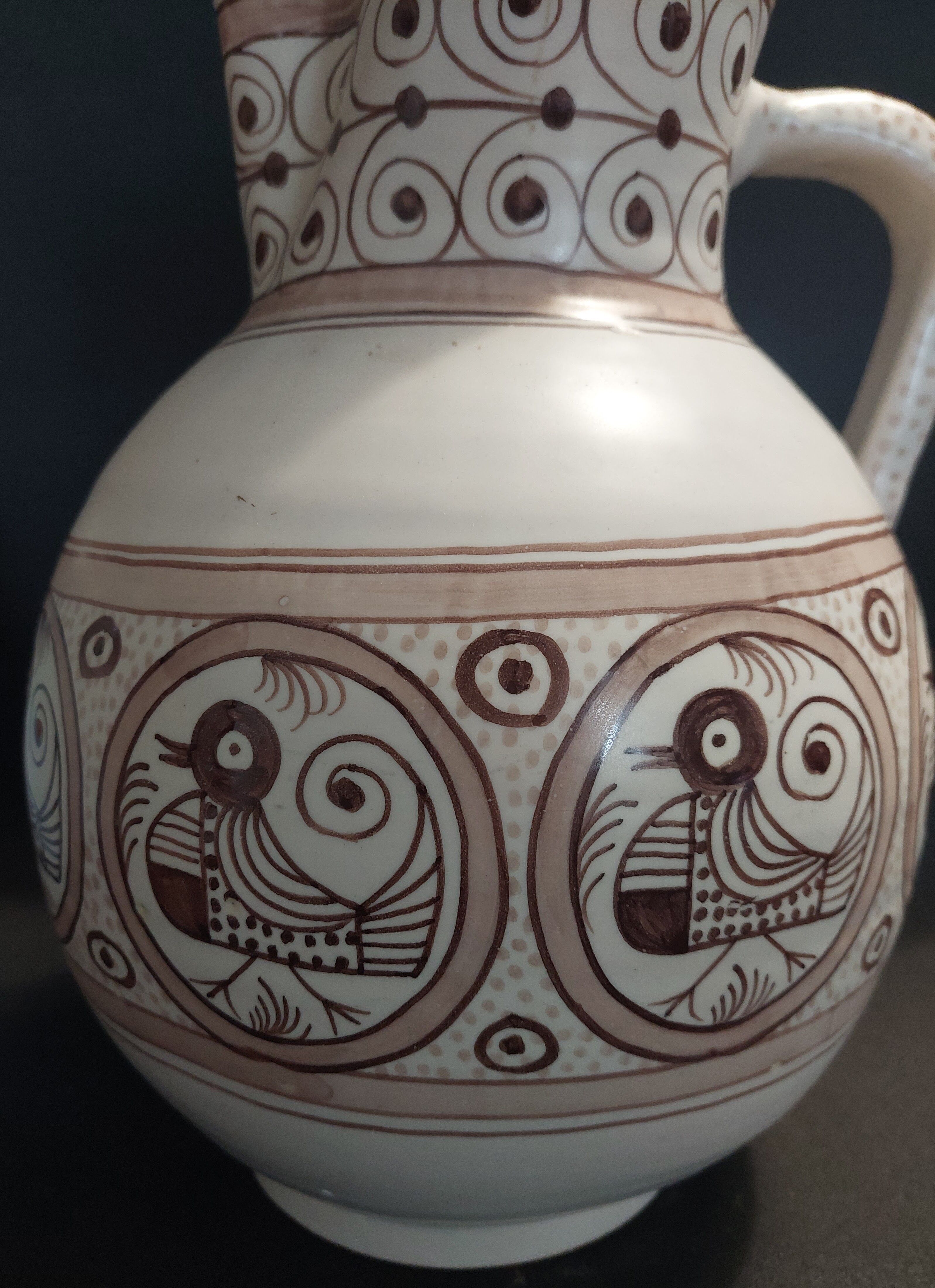 Vintage Talavera ceramic jug vase 20th century