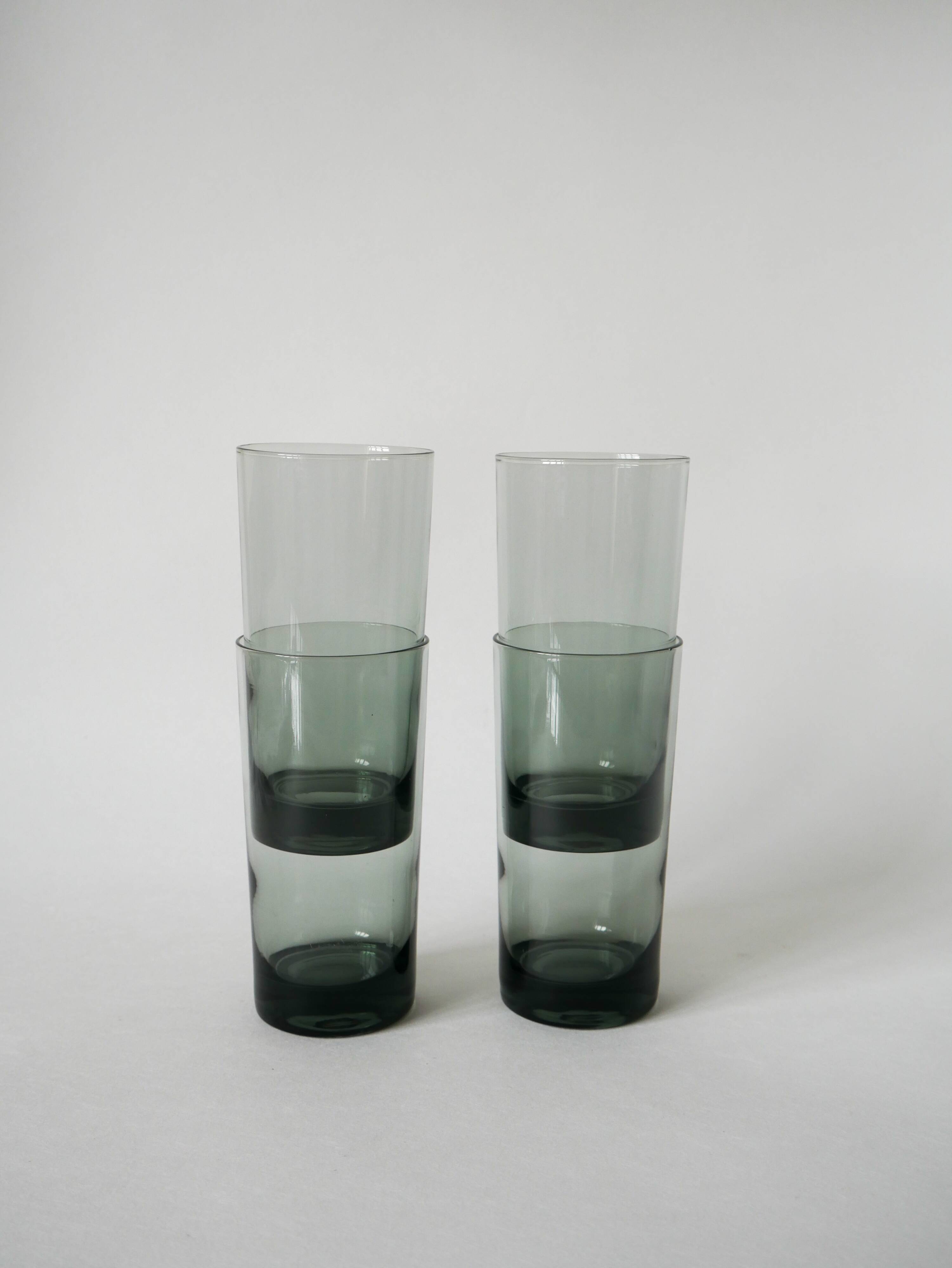 set of 4 Long Drink glasses in smoked glass Design 1970