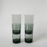 set of 4 Long Drink glasses in smoked glass Design 1970