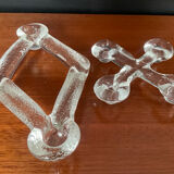 A pair of vintage moulded glass candlesticks.