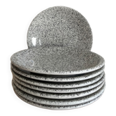 8 assiettes plates en céramique mouchetée
