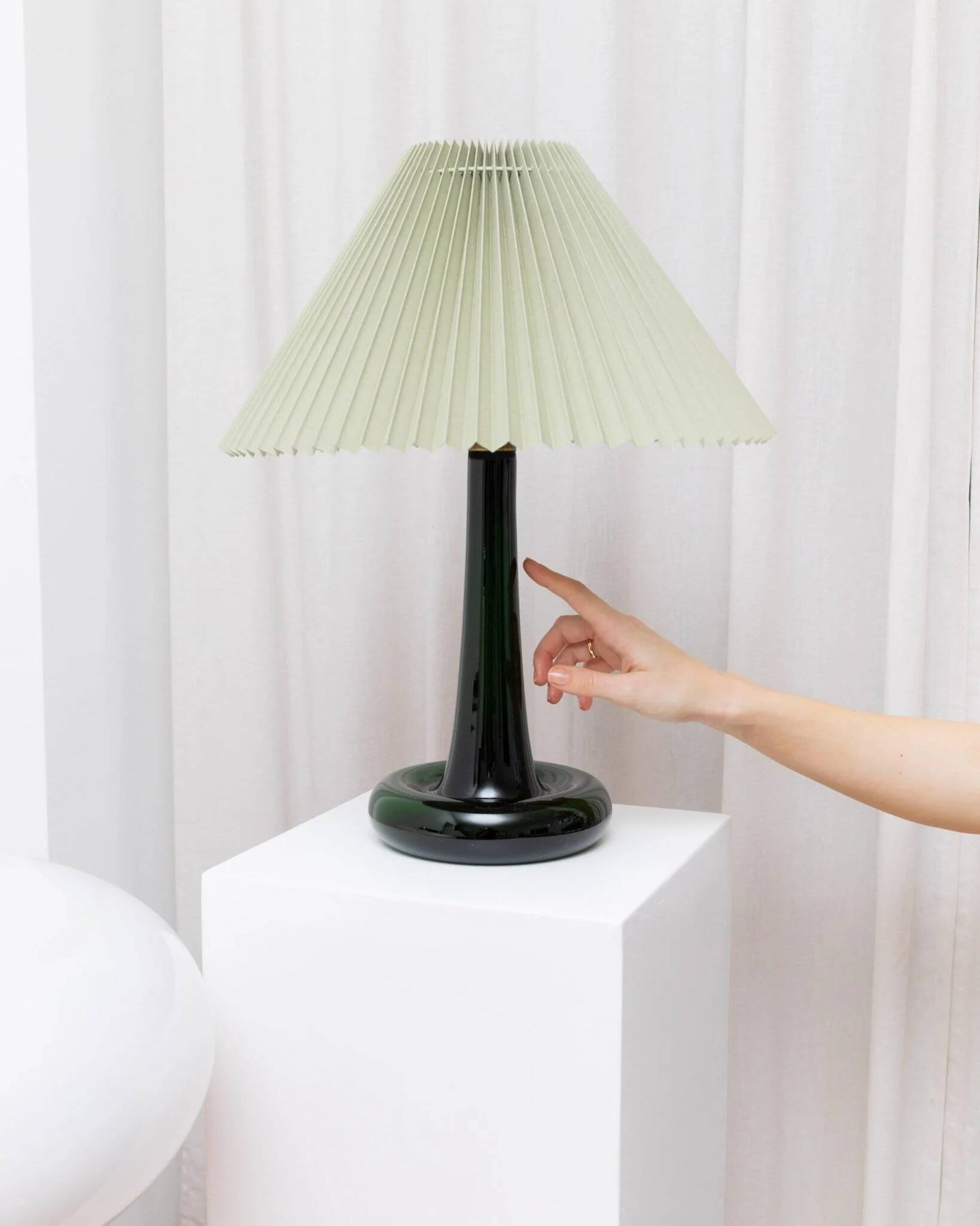 Emerald Green Glass Table Lamp Fleur by Michael Bang for Holmegaard, Danish Mid-Century 1960s