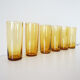 6 amber glass water glasses 1960