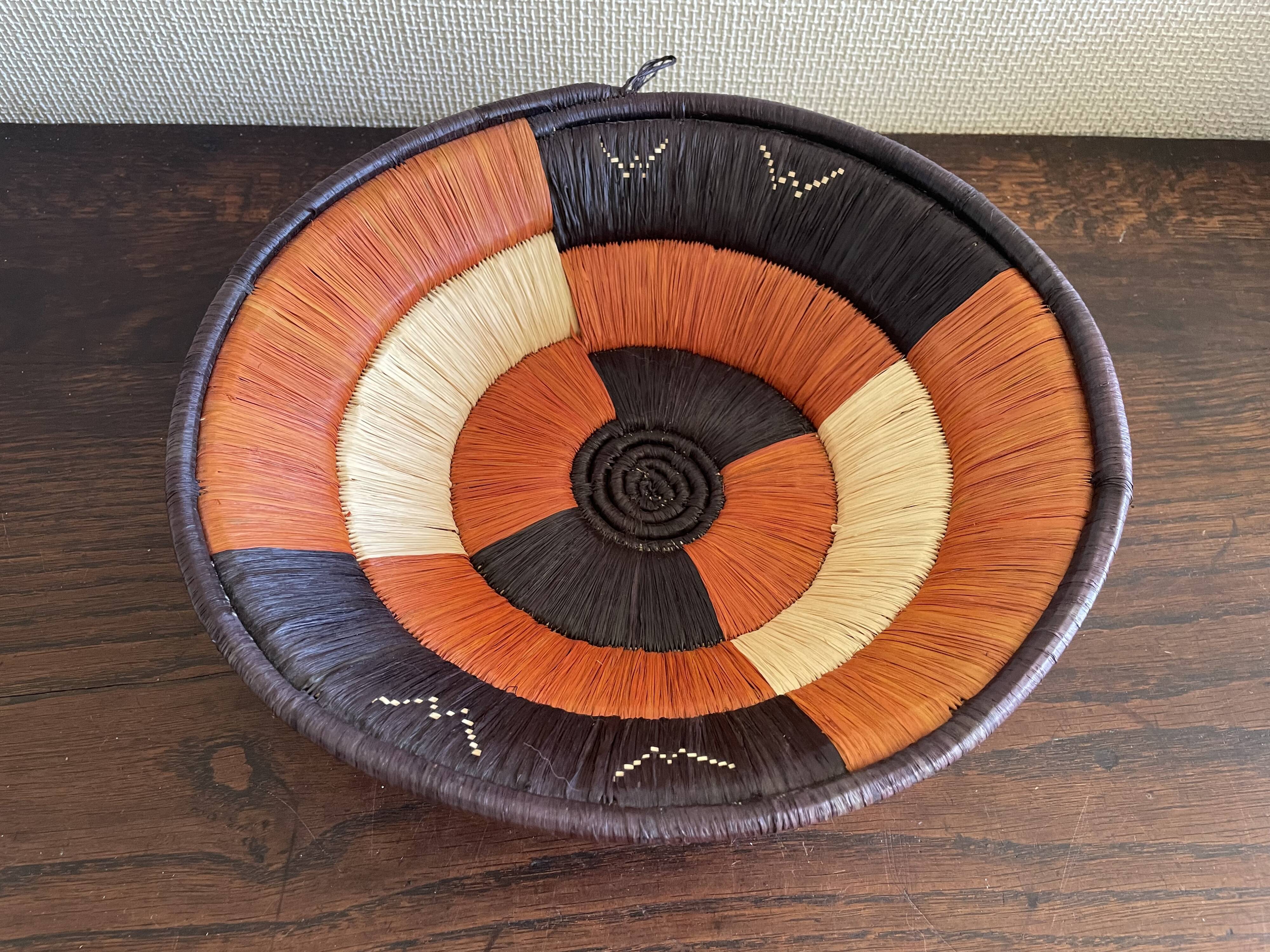 Vintage woven raffia basket